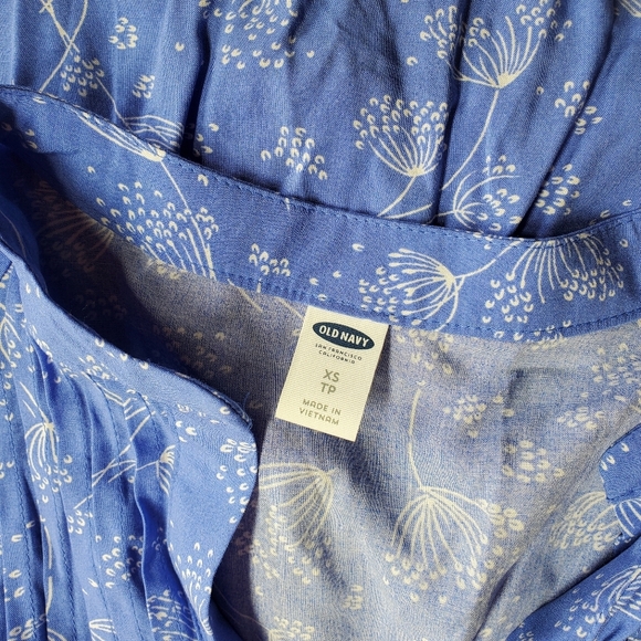 Old Navy Periwinkle Blue Pintuck Swing Tunic Long Sleeve Floral Mini Dress NWOT - Picture 7 of 16